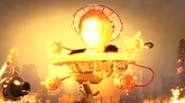 A frame of her while an explosion occurs, showing more of her details.