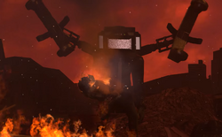 Large TV Man holding  in his hands while sadly saying, "You did well, 'lil bro".