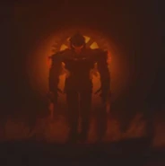 The Hunter Astro Mutant arriving on the battlefield, later in the episode.