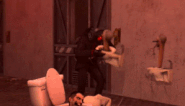 Dark Speakerman killing a Hexa-Claw Parasitic Skibidi Toilet.
