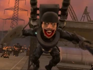 A Buzzsaw SWAT Skibidi Mutant pouncing towards the POV in Episode 72.