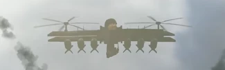 The Helicopter Bomber Skibidi Toilet looking at  and  before being destroyed by the latter's .