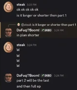 DaFuqBoom talking about the length of 79.2 and the amount of parts.