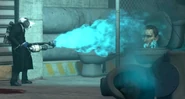 Ditto, burning in blue flames by an Armed Cameraman.