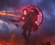 The Duchess Astro Toilet flying back towards the Watchman of Doom.