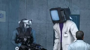 The Scientist TV Man asking the Guard Cameraman if he has analyzed every arrived survivor.