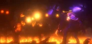 The two Obliterators watching the conflict between the Watchman of Doom and the Large TV Man.