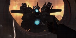 As  gave his last thumbs up towards Titan Cameraman, the Titan watches him perish slowly in sadness.