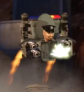 The speargun being fired.