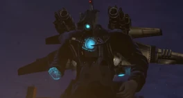 Titan Cameraman detaching his old  and attaching his new one on his back since the old one was damaged.