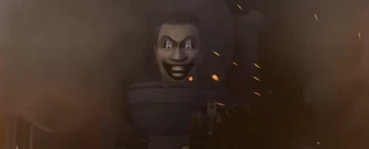 The Quad-Buzzsaw Skibidi Toilet is visible through the smoke alongside the attack team of the  to counterattack the .