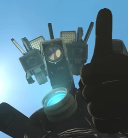 Titan Cameraman giving the  a thumbs up after saving him from attempted attacks from .