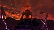 Three Obliterator Astro Toilets seen behind the Juggernaut Astro Toilet.