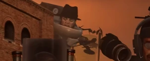 The Michael Jackson Skibidi Toilet noticing the presence of the  and looking at him with disdain.