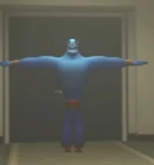 02-TPosingGenieAppearing.jpg (34 KB) The Genie T-Posing at the end of the hallway at the start of the episode.
