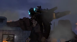 Titan Cameraman aiming his  and about to blast out two projectiles at the .