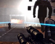 LargeTVManAttacksLab.png (1.1 MB) Large TV Man using his bright lights against the Skibidi Toilets inside the Alpha-Hills Labs.