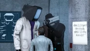 The Scientist TV Man telling the Detective Cameraman to know his place.