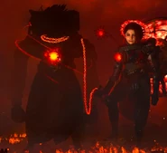 The plasma flail wrapped around Watchman of Doom.