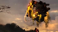 G-Toilet clamping his hands together and preparing to smash Juggernaut.