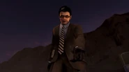 The Secret Agent offering his hand to help Lucky Cameraman.