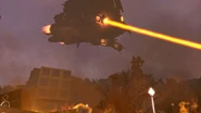 A Carrier Astro Toilet attacking a city.