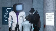 The Detective Cameraman meeting the human scientist and putting a hand on his shoulder.