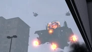 The Carrier Astro Toilet activating his Shield to protect him from the Attack Camera Helicopters.