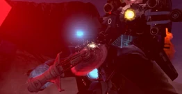 Titan Cameraman forcing himself to cut off his head with his  due to the  from the .