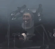 The Quad-Launcher Strider Skibidi Toilet appearing on the battlefield with a sadistic smile alongside a group of armed Skibidi Toilets.