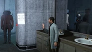 The human scientist raising his hand, indicating he once worked at Alpha-Hills Labs.