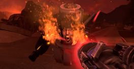 A Trooper Astro Toilet is shown with an expression of fear, about to be killed by the 's .