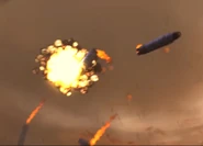 Ditto, the rockets falling to the ground after Titan TV Man 2.0's Energy blade attack.