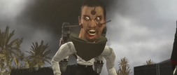 The Berserker Skibidi Mutant had several  stuck to his face from being repeatedly attacked by  using the .