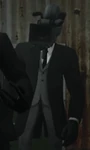 Gray Suited Large Cameraman