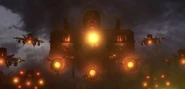 Four Obliterators floating next to a Carrier Astro Toilet.