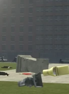 The Golden toilet statue appearing destroyed in Episode 18.