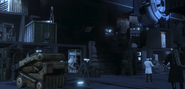 The Large TV Man 2.0 teleporting into the Cameramen headquarters.