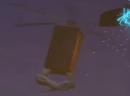 A Welder speaker helicopter leaving after finishing their job.