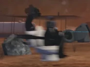 The toilet car vehicle making an appearance in this episode.