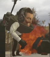 The Berserker Skibidi Mutant ramming into the Armored camera van.