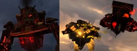 "JOIN YOU… AFTER YOU HURT MY BABY?" The Juggernaut Astro Toilet exclaims before lunging at G-Toilet, attempting multiple strikes, all of which G-Toilet successfully counters.