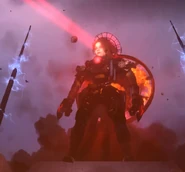 The Duchess Astro Toilet using her laser eyes on top of the Cameramen headquarters.