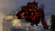 The Juggernaut attempting to punch G-Toilet but instantly goes through him.