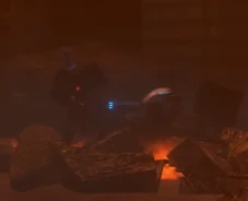 An injured Strider Astro Toilet before getting shot by a 