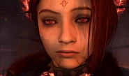 Her also looking to the POV-Cameraman with an emotion arrogantly and seriously