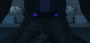 Buzzsaw Skibidi Mutant 3.0 grabbing Large TV Man's lower part of the body before teleporting with him.