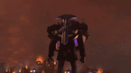 Large TV Man 2.0 grabs the Obliterator Astro Toilet's projectile with his Detaining claws and throws it back at him.