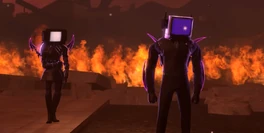 TV Woman casually looking at the  telling  to leave the battlefield.