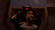 Dark Speakerman stabbing Feral Skibidi Mutant from back.